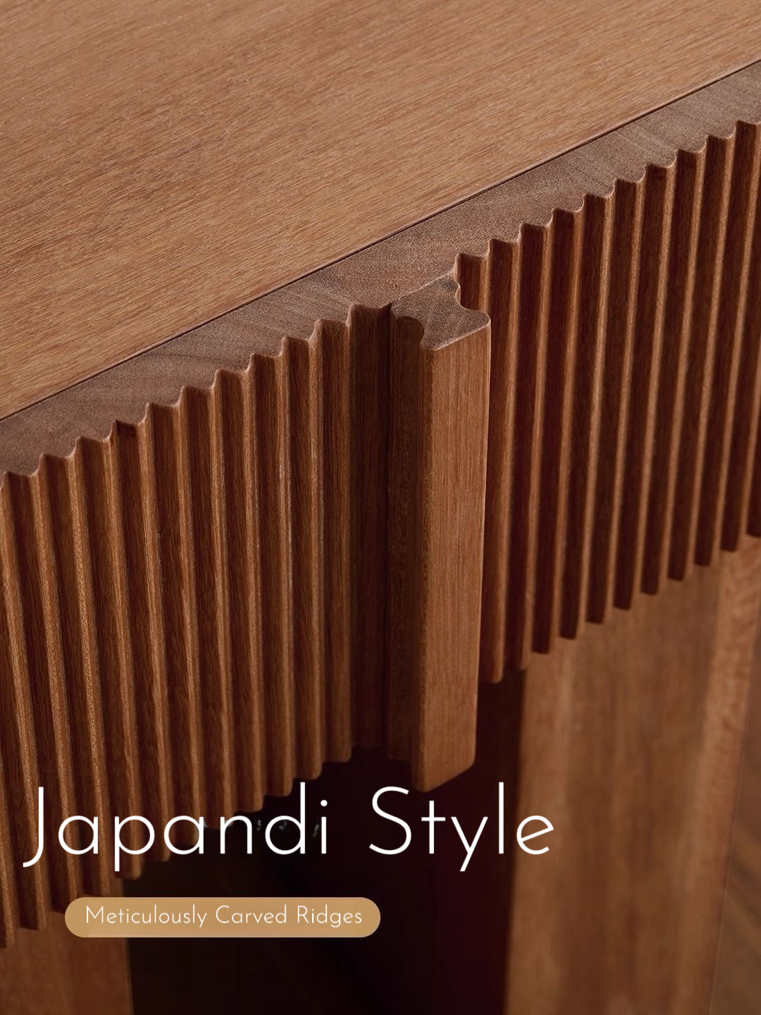 Solid Wood Nightstand Fluted Drawer Accent Bedside Table