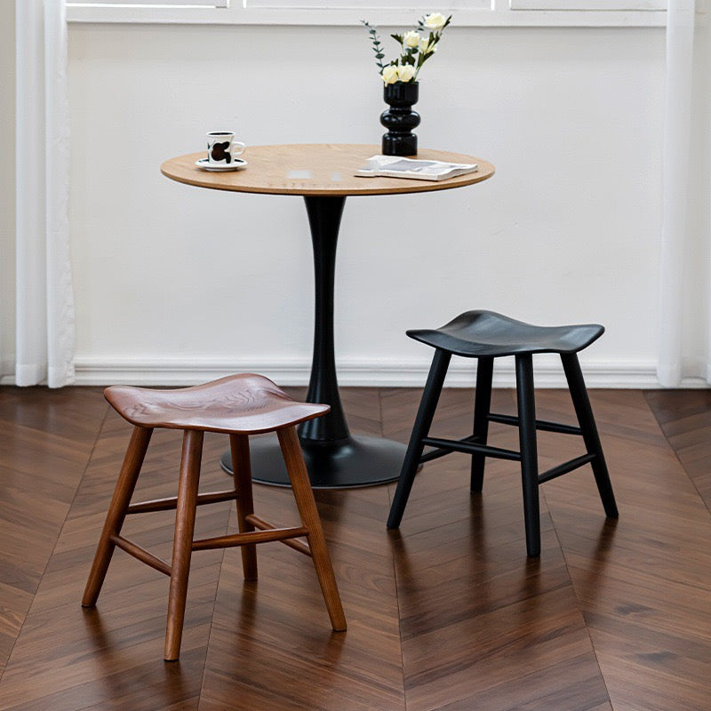Ausique Decor Mid-Century Modern Solid Wood Saddle Stool