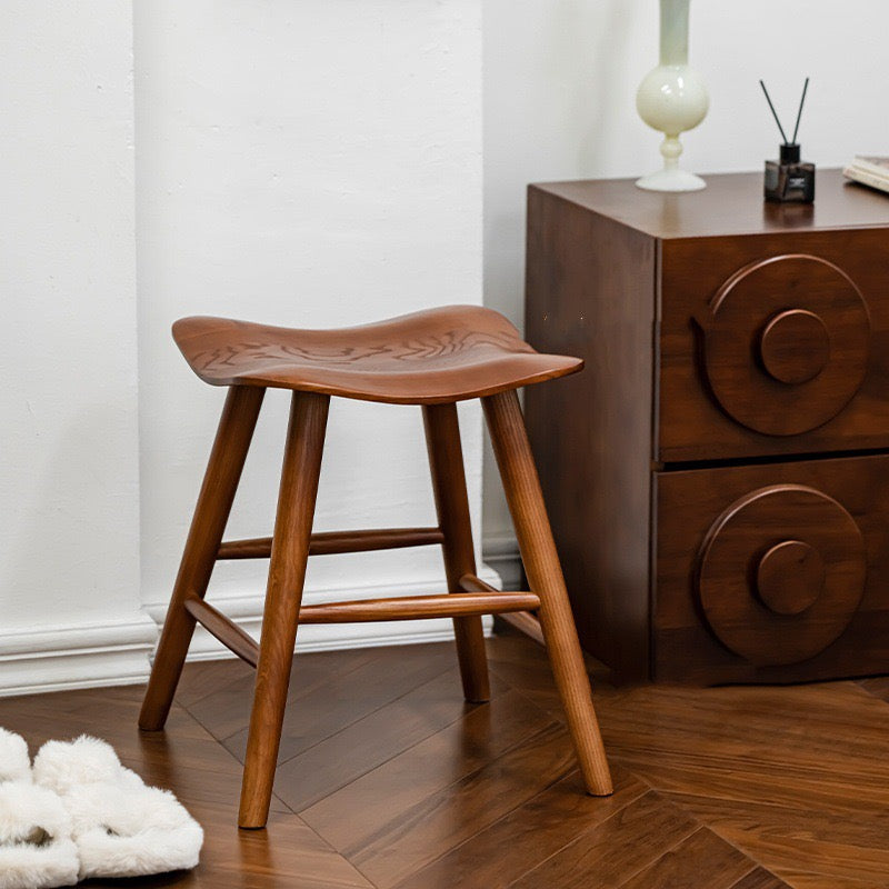 Ausique Decor Mid-Century Modern Solid Wood Saddle Stool