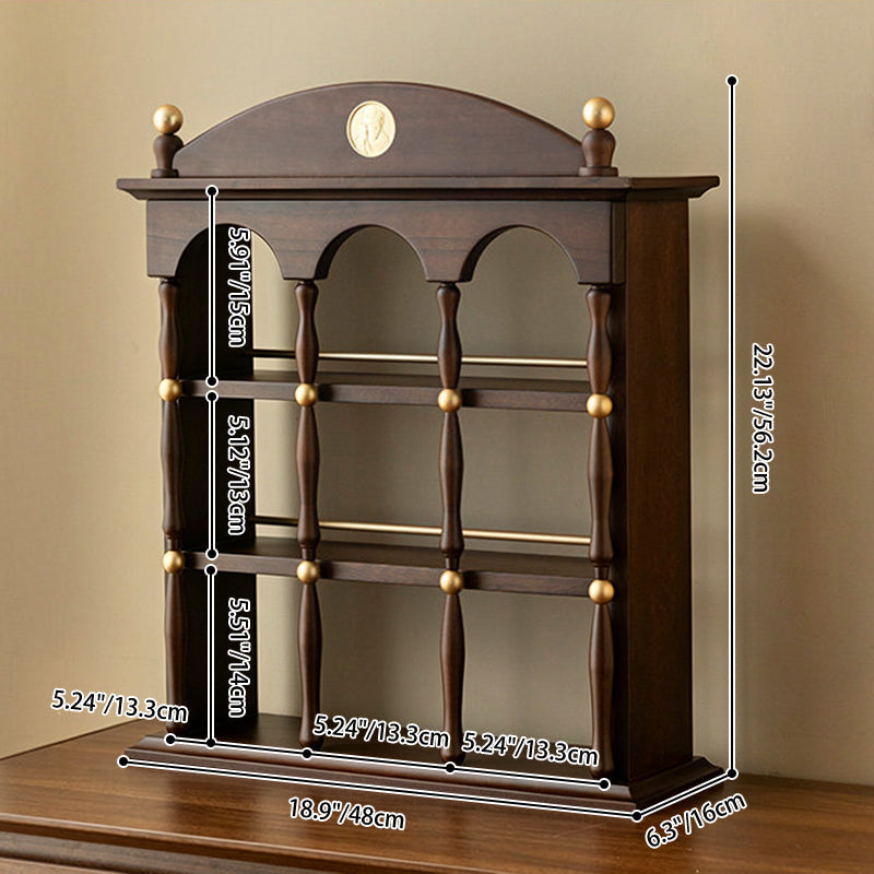 Vintage Walnut Architectural Display Shelf Vanity Organizer