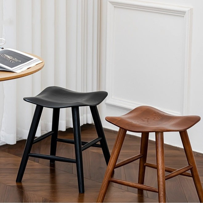 Ausique Decor Mid-Century Modern Solid Wood Saddle Stool