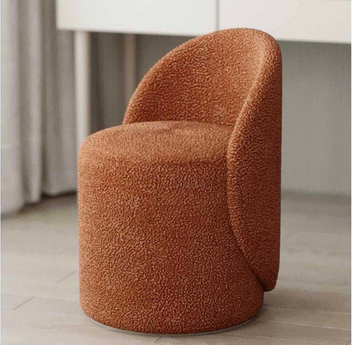 Modern Sherpa Vanity Rotational Chair Soft Padded Accent Chair