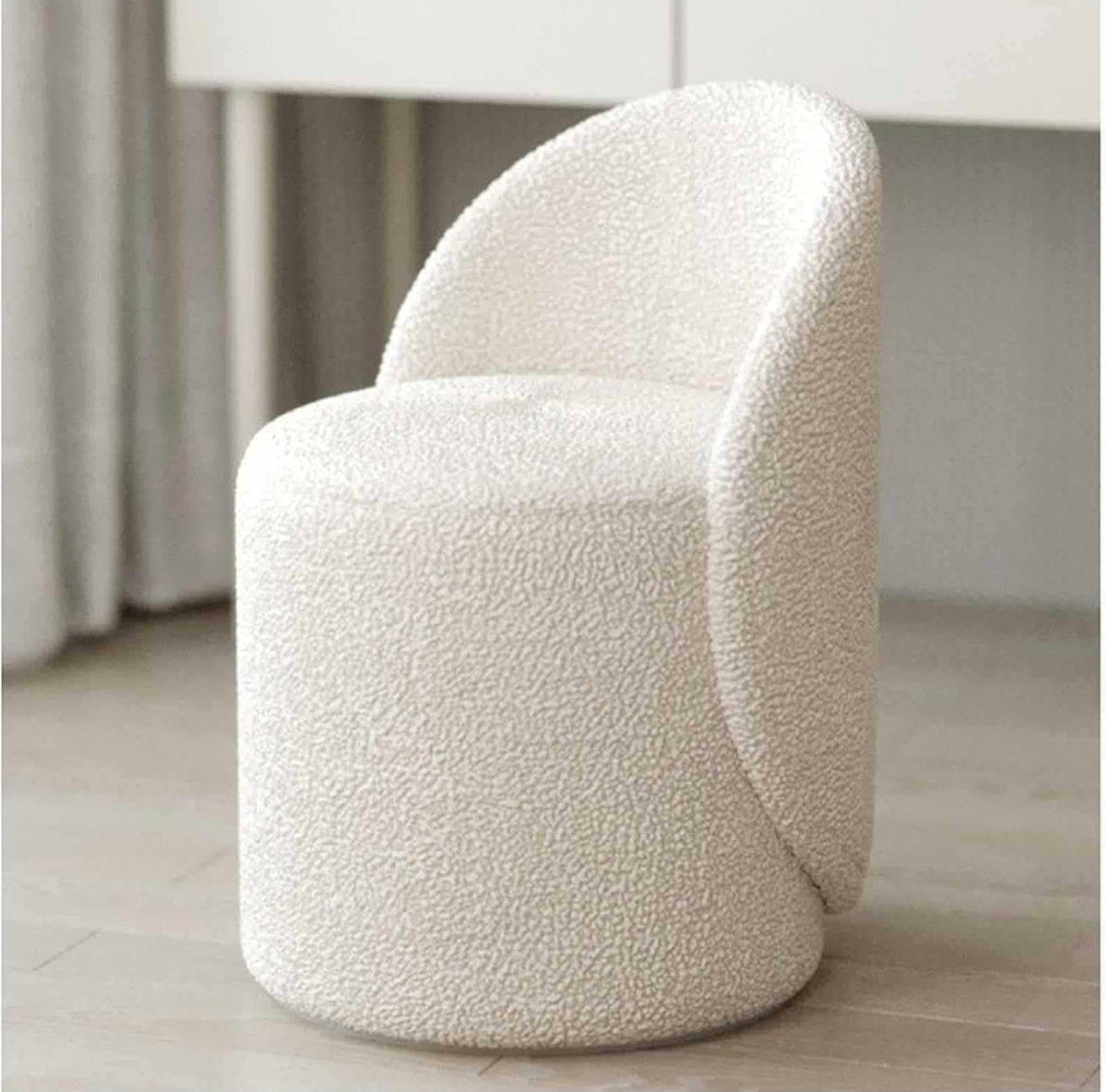 Modern Sherpa Vanity Rotational Chair Soft Padded Accent Chair