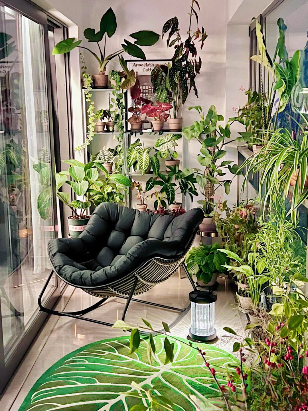 Ausique Decor Rattan Papasan Rocking Chair with Cushion
