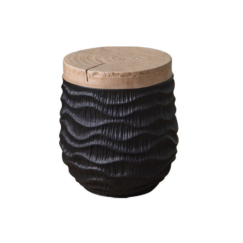 Handcrafted Solid Wood Side Table Sculptural Accent End Table