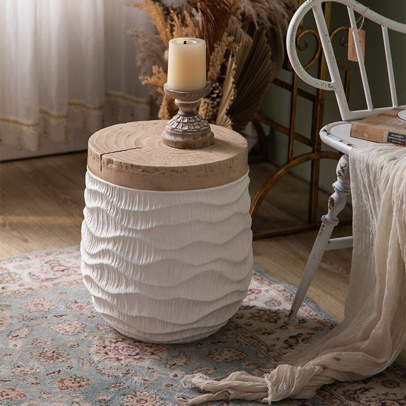 Handcrafted Solid Wood Side Table Sculptural Accent End Table