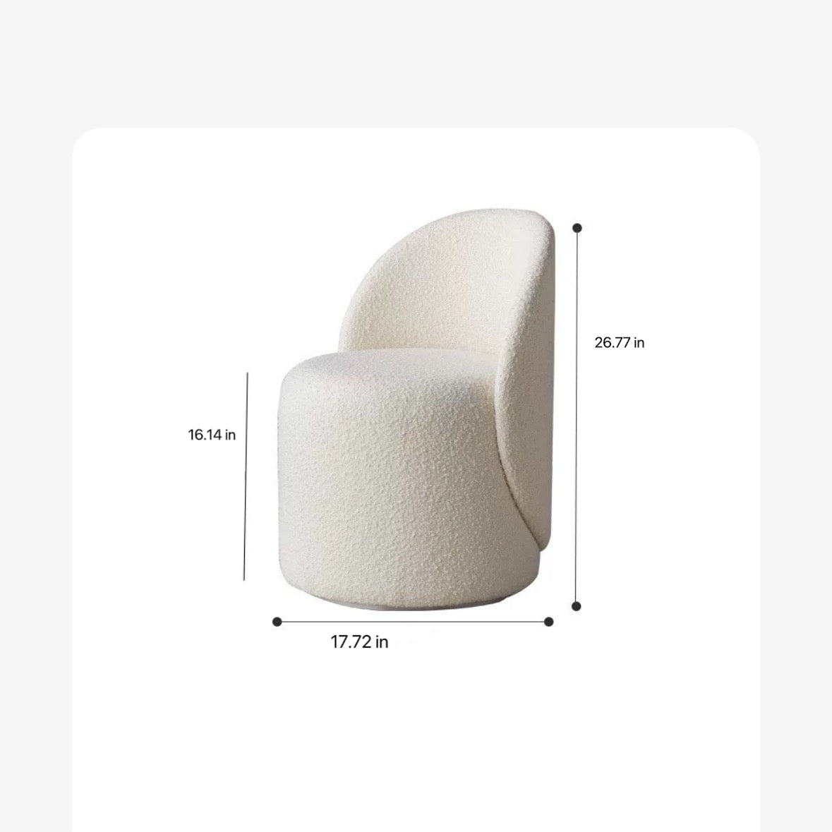 Modern Sherpa Vanity Rotational Chair Soft Padded Accent Chair