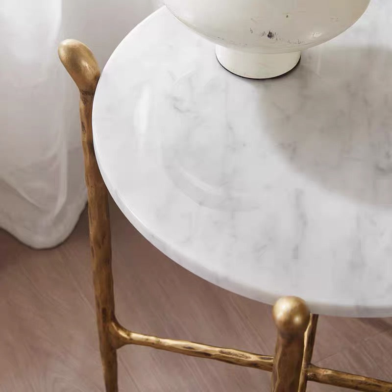 Ausidecor Home Sculptural Marble Side Table Accent End Table