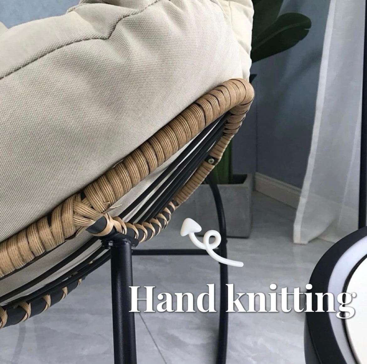 Ausique Decor Rattan Papasan Rocking Chair with Cushion