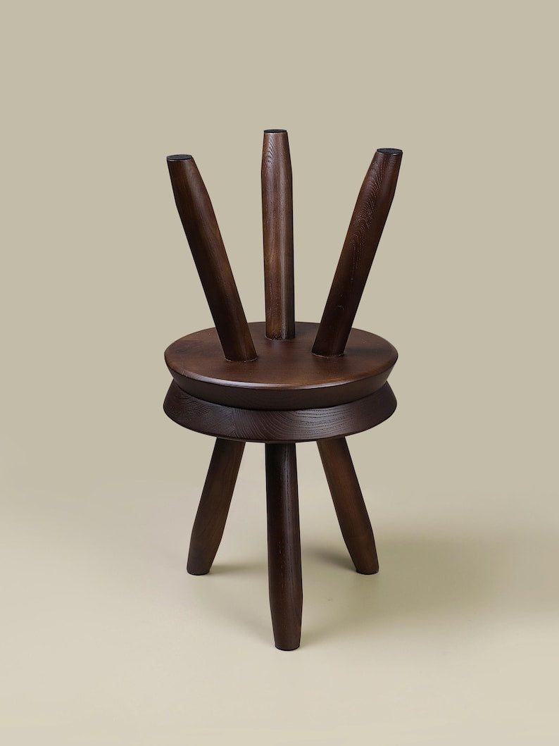 Ausique Decor Handcrafted Solid Hardwood Tripod Stool