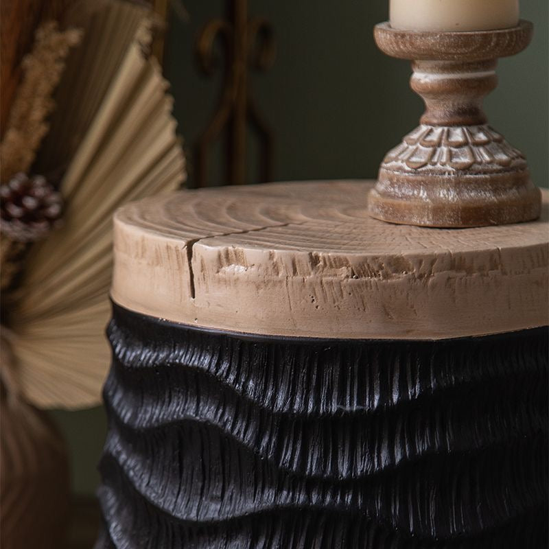 Handcrafted Solid Wood Side Table Sculptural Accent End Table