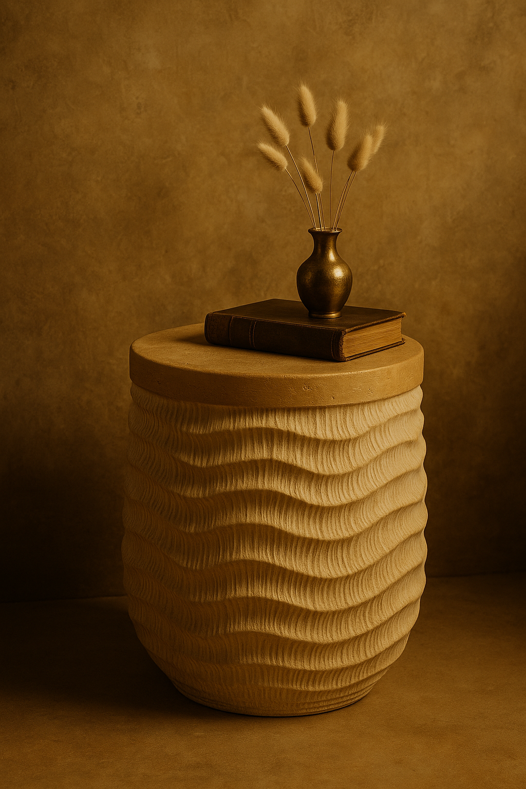 Handcrafted Solid Wood Side Table Sculptural Accent End Table