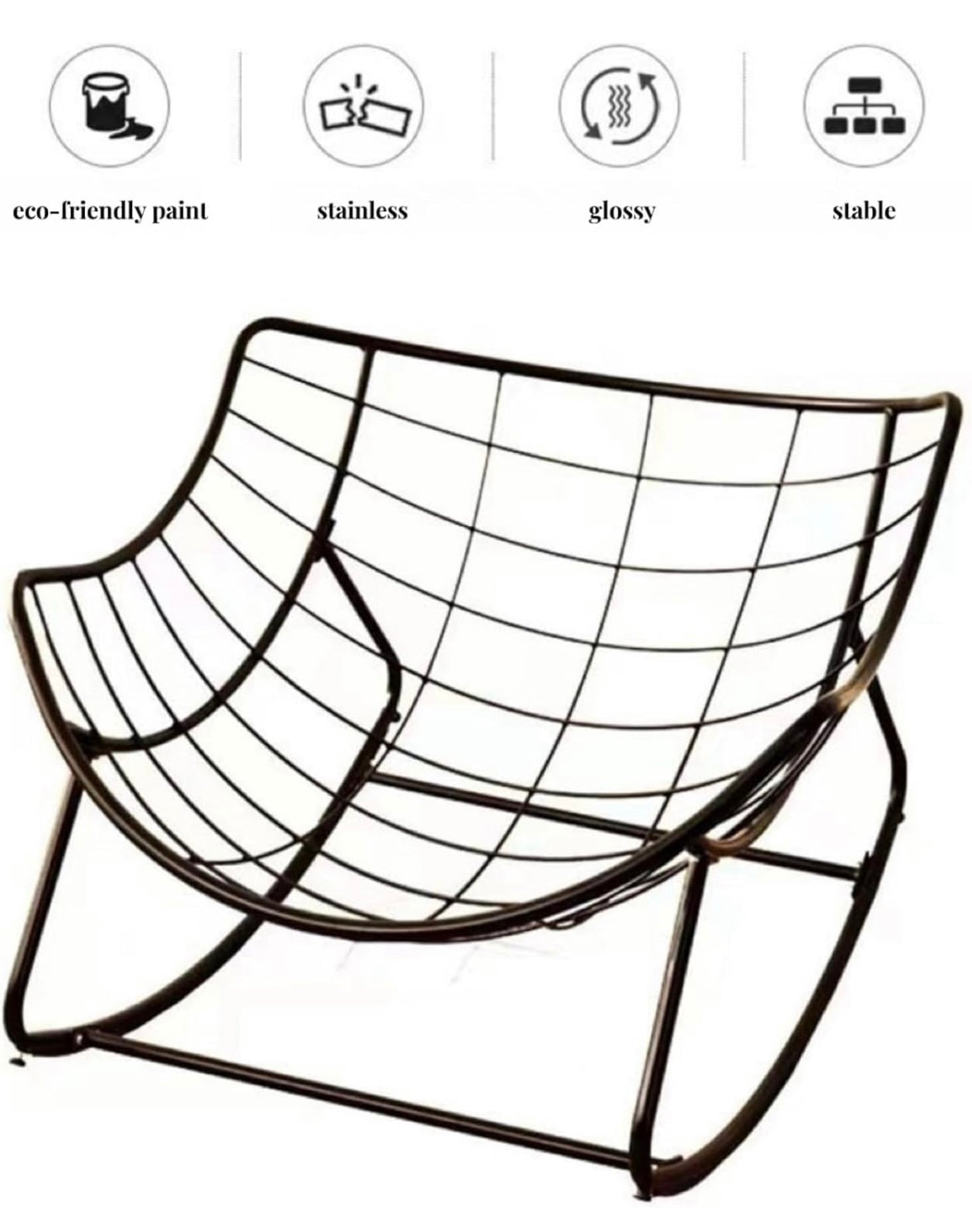 Ausique Decor Rattan Papasan Rocking Chair with Cushion