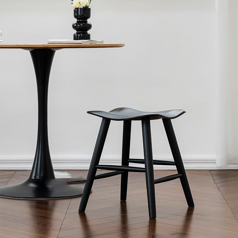 Ausique Decor Mid-Century Modern Solid Wood Saddle Stool