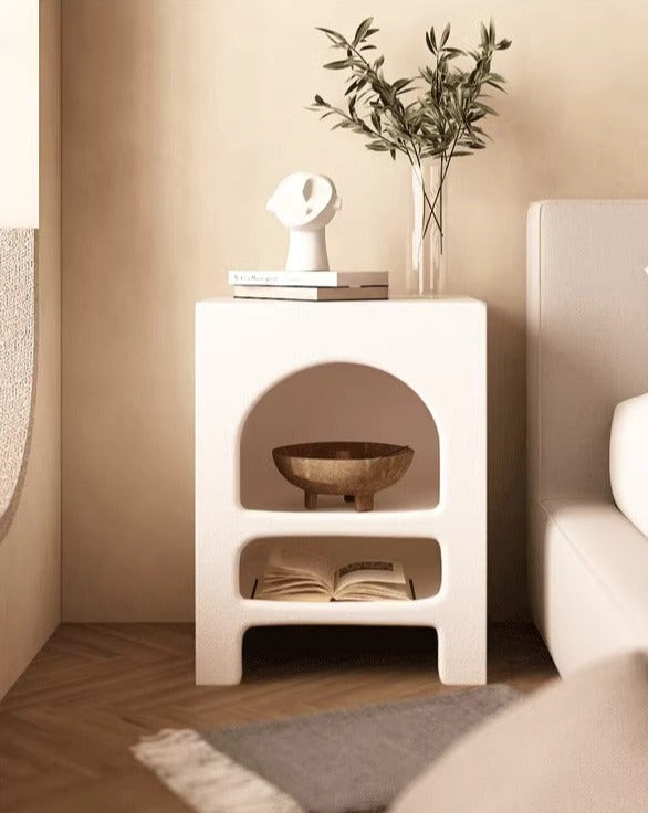 Ausique Decor Cave Boho Side Table Textured Nightstand