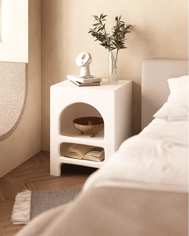Ausique Decor Cave Boho Side Table Textured Nightstand